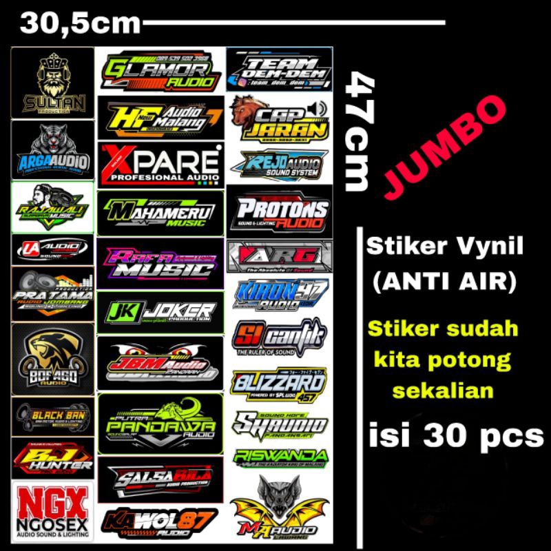 

30 PCS STIKER SOUND BAHAN ANTI AIR(VYNIL)