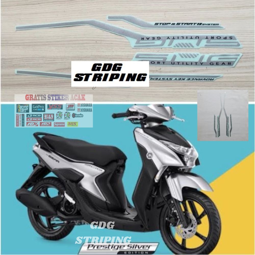 Striping Stiker Motor Yamaha Mio Gear 125 S 2022 2023 Putih Biru Murah
