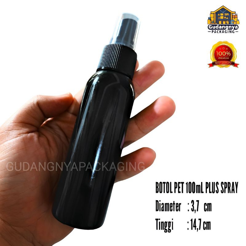 Botol Parfum Spray PET 100ML - Botol Parfum Kosong PET Hitam Spray - Botol  Spray 100mL (Botol plus 