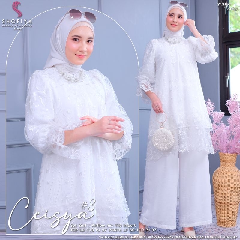 Ceisya One Set 2 in 1 Tunik brokat dan celana