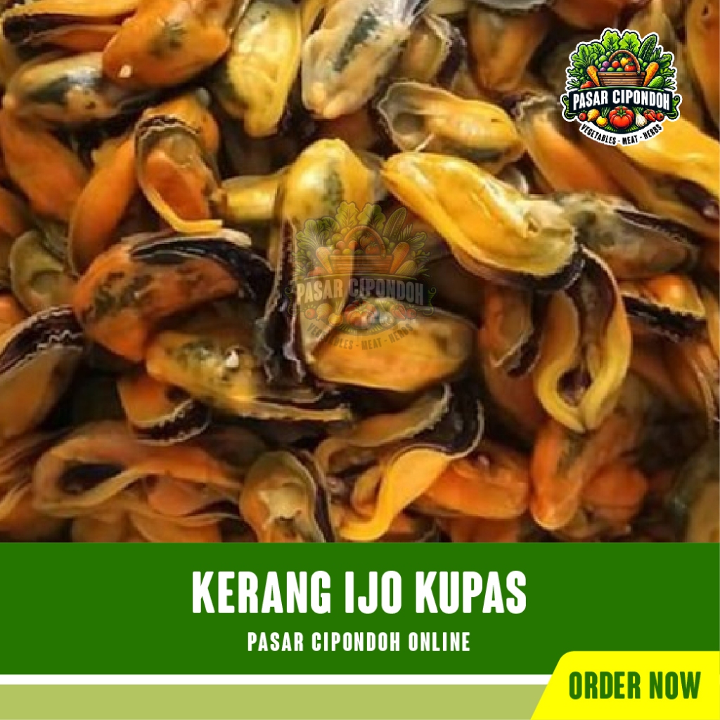 

Kerang Ijo Hijau Kupas Mentah Segar 500 gram - Pasar Cipondoh Tangerang