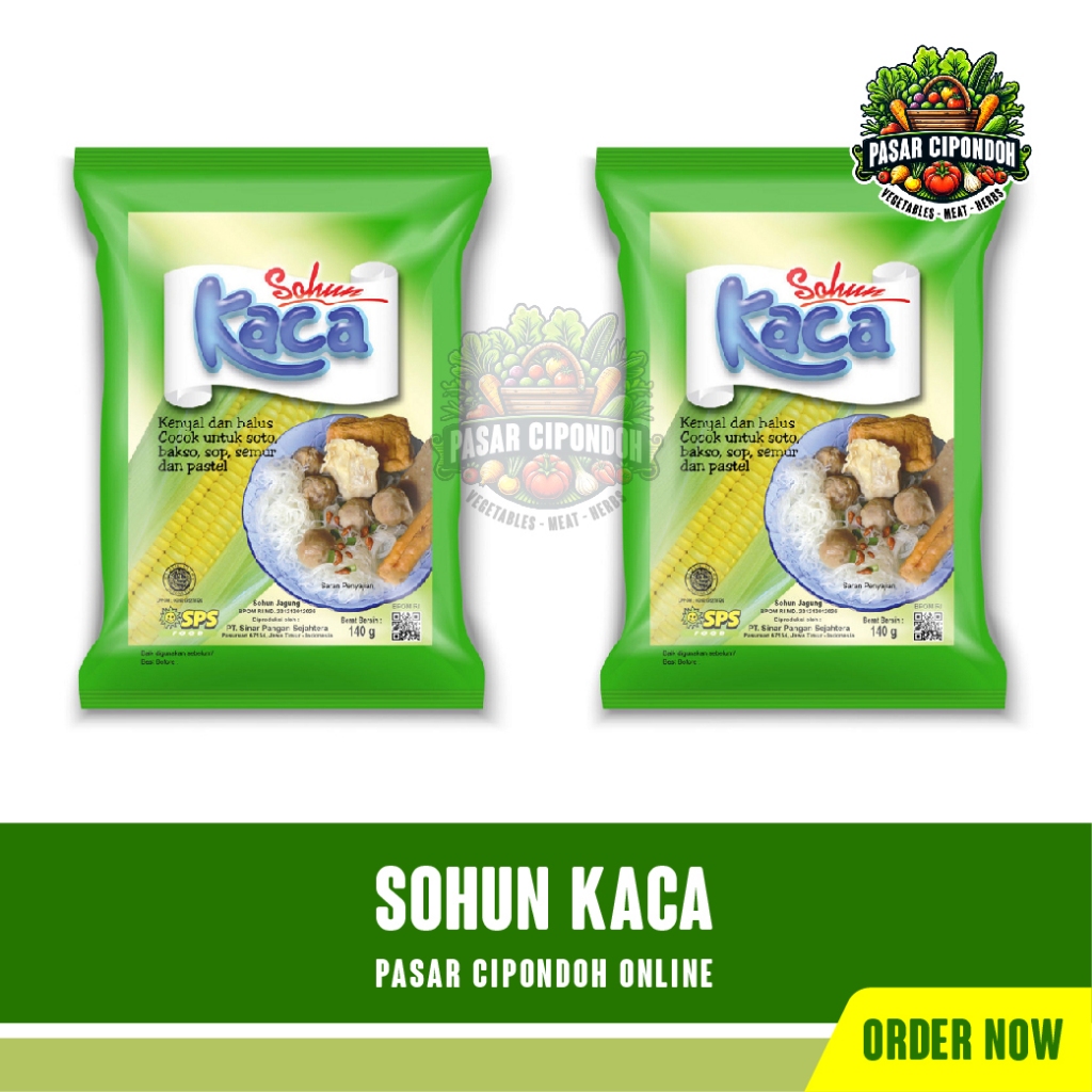 

Sohun Kaca Sohun Jagung 140 gram 1 pcs - Pasar Cipondoh Tangerang