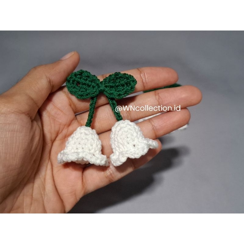 APLIKASI LILY VALLEY RAJUT/ CROCHET LILY OF THE VALLEY PATCH