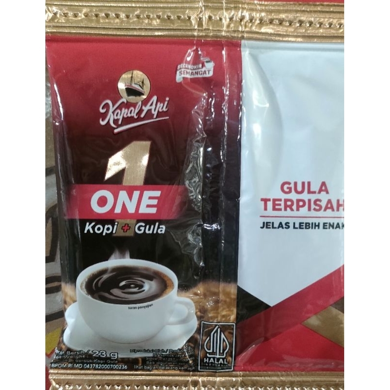 

kapal api one (kopi + gula) 1 renteng isi 10 pcs (ED 28 sept 25)