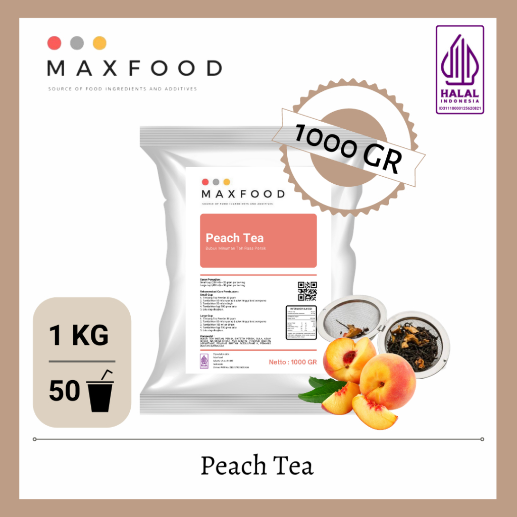 

MAXFOOD PREMIX PEACH TEA / MAX FOOD BUBUK MINUMAN RASA BUAH PEACH TEH