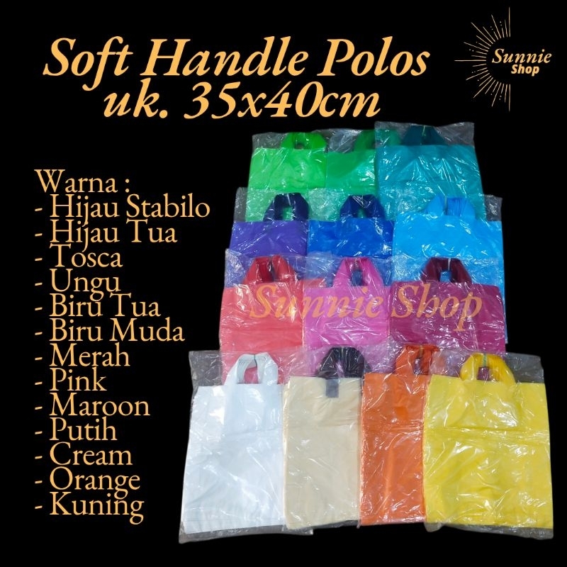 

Plastik Soft Handle polos uk. 35x40cm merk king seven/kantong plastik soft handle warna warni / shopping bag