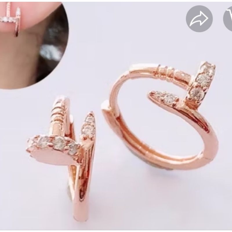 anting paku model cetek anting klip emas asli 20 karat
