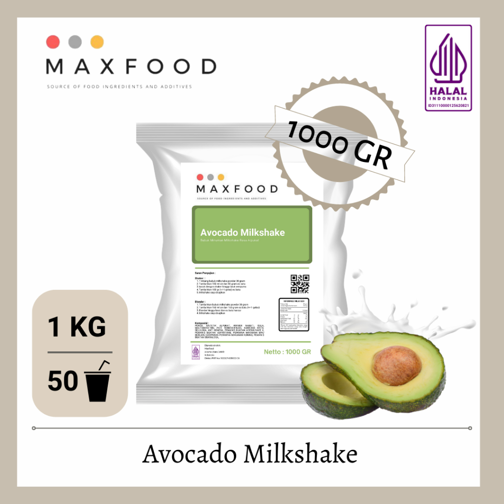

MAXFOOD PREMIX AVOCADO MILKSHAKE / FOOD BUBUK MINUMAN INSTAN ALPUKAT DENGAN SUSU