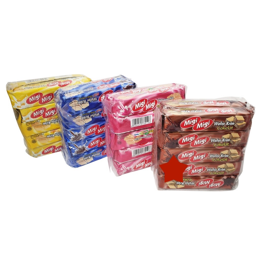 

MIGIMIGI WAFER KRIM PAK ISI 10 x 11 GRAM COKLAT MIGI KRIM KEJU CHOCOLATE CHEESE VANILA STRAWBERRY STROBERI COKELAT KILOAN DUS MURAH TERMURAH DISKON GROSIR ENAK SNACK CEMILAN ANAK MAKANAN RINGAN BISKUIT KUE 11gr