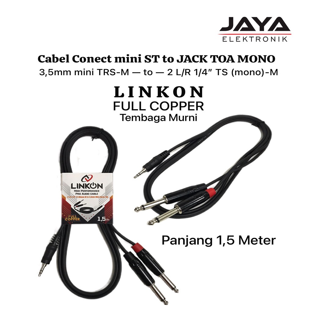 Kabel Jack Mini Stereo to Toa Akai Mono LINKON Kabel Audio Jack Mini Stereo Jack HP to 2 Jack Toa Mo
