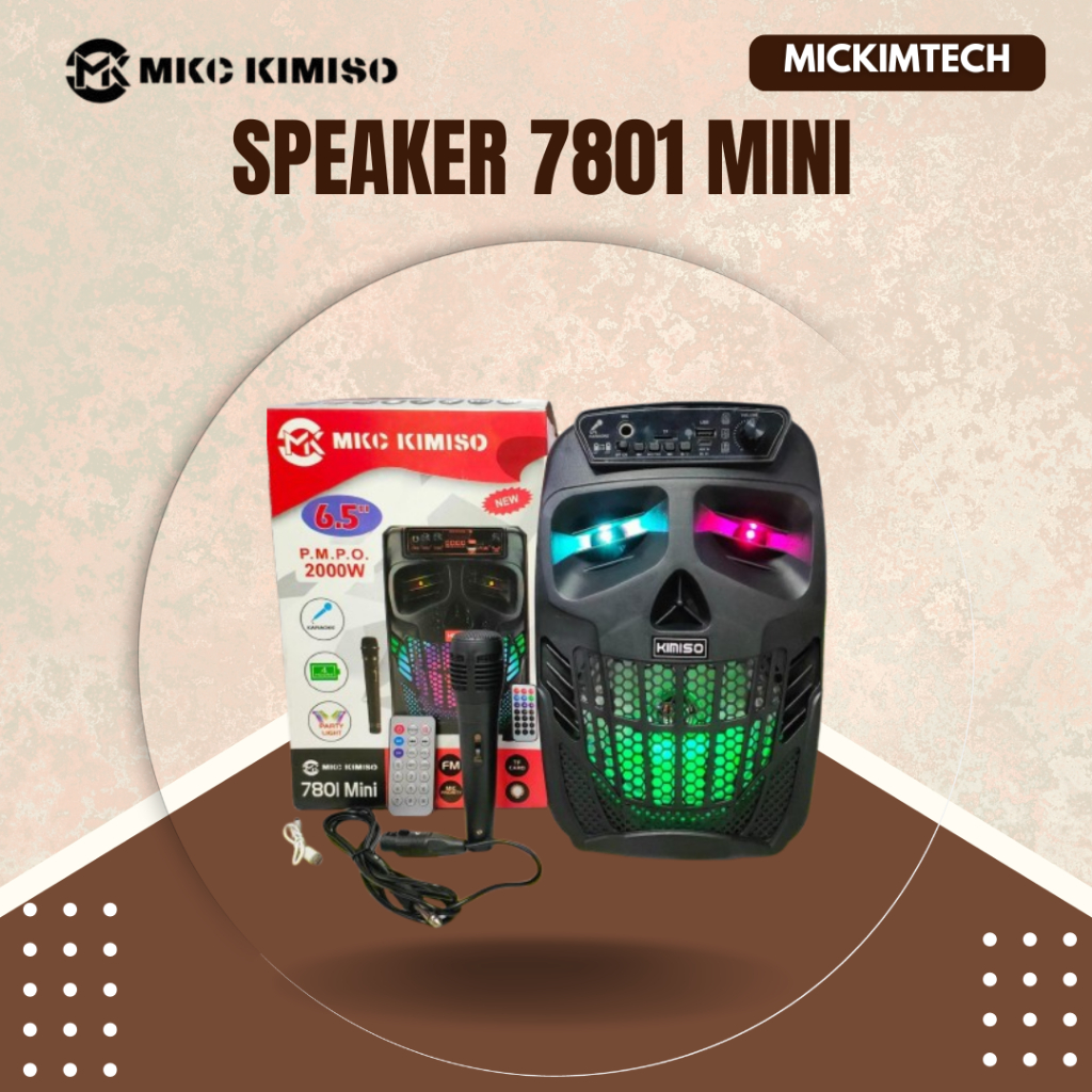 Speaker Karaoke Bluetooth QS-7801 Mini Brain power Free Mic