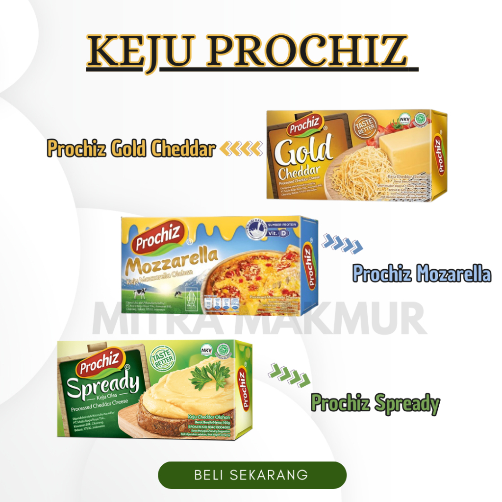 

Keju Prochiz Kemasan Original 160 gr Aneka Varian Keju Prochiz Gold / Prochiz Spready / Prochiz Mozarella