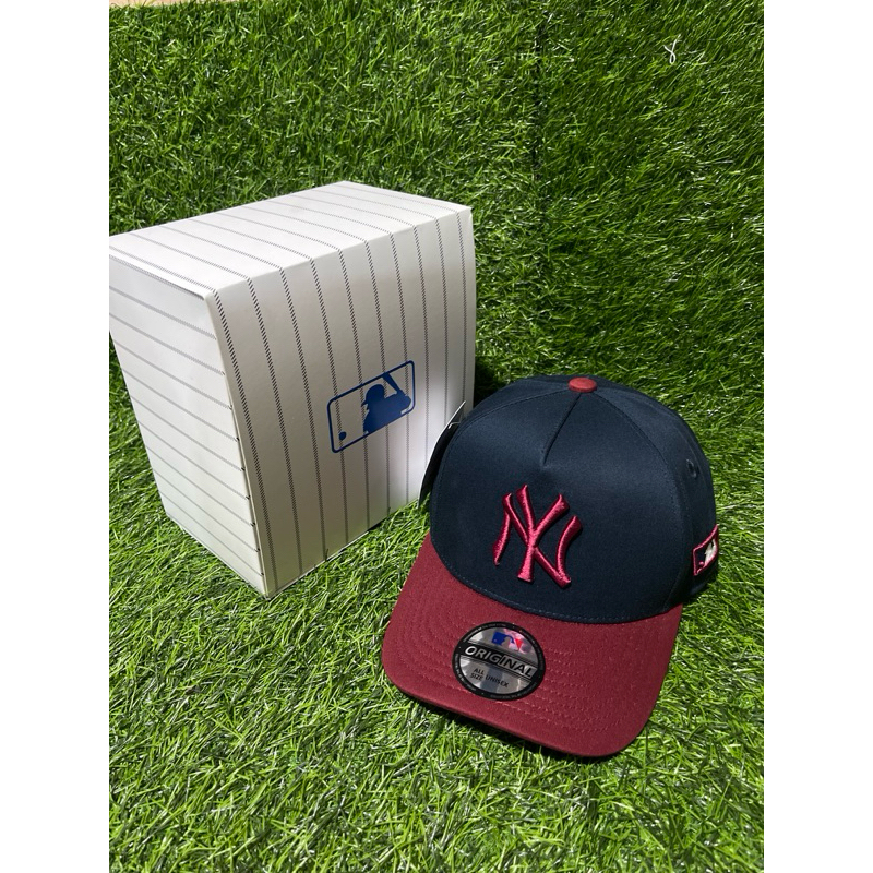 NY Maroon Bahan Navy Visor Maroon Topi Premium MLB