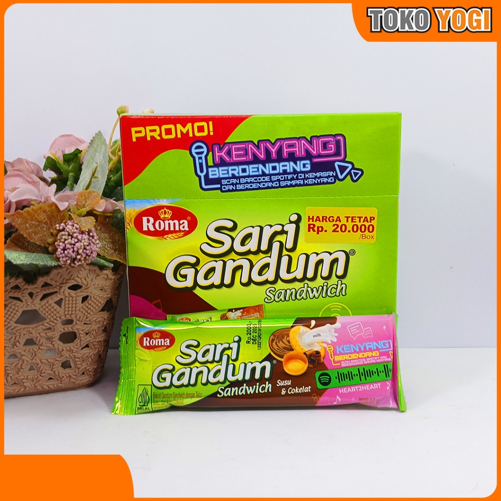

ROMA SARI GANDUM SANDWICH SUSU & COKELAT 324g BOX || 1 BOX (12 BUNGKUS x 27g)