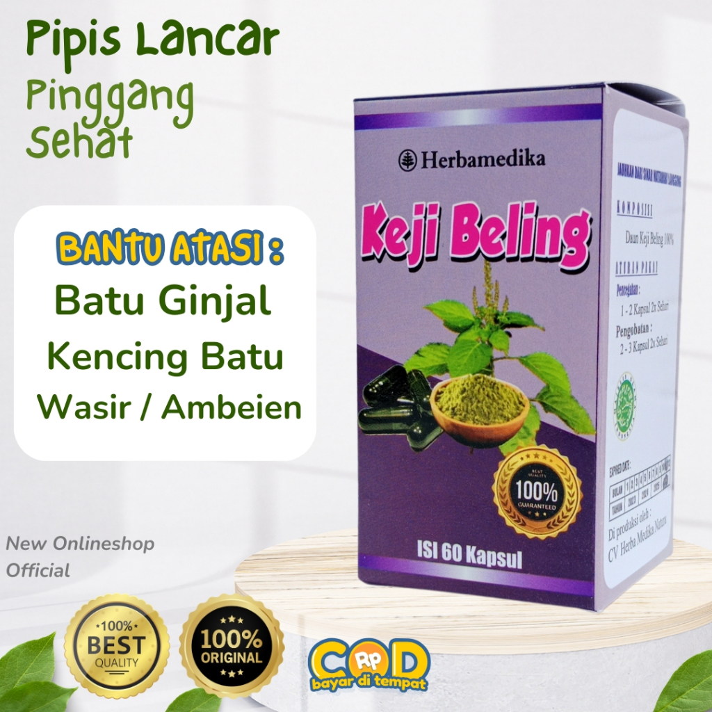COD Obat Batu Ginjal Keji Beling - Herbal Penghancur Batu Ginjal - Kapsul Keji Beling Original