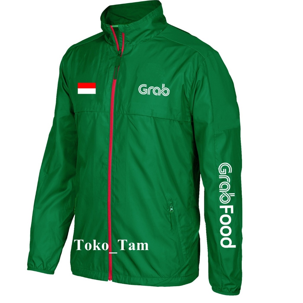 Diskon Jaket windbreakers slimfit driver ojol grab grabbike grabfood original jaket parasut zipper g