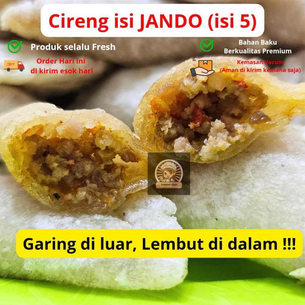 

Cireng Isi Jando (Isi 5) Khas Bandung Premium Kemasan Vakum