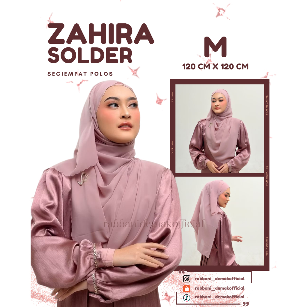 RABBANI - ZAHIRA SOLDER M - SEGIEMPAT POLOS ZAHIRA SOLDER V1 & V2 M - KERUDUNG SEGIEMPAT POLOS RABBA