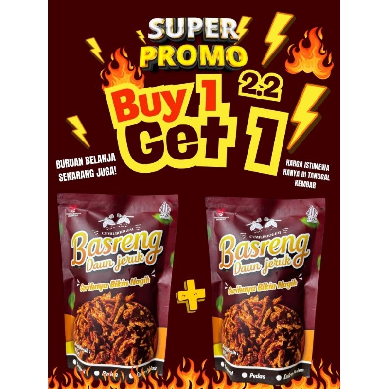 

(Buy 1 Get 1) Basreng daun jeruk 210 gr CEMILBOOGEM
