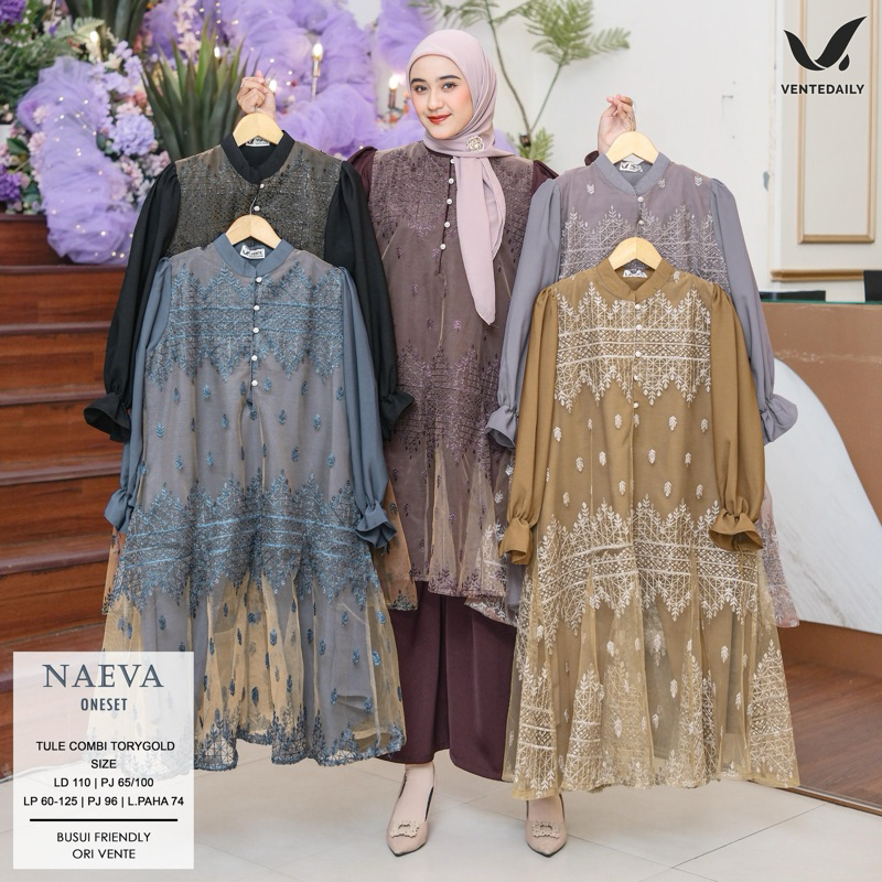 Naeva // Ceisya One Set Atasan Tunik Brukat Celana Kulot Kondangan Busui Friendly