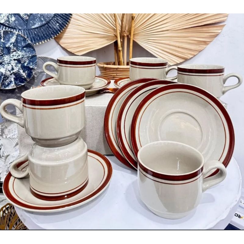 tea set/cangkir set keramik 6cangkir 6tatakan