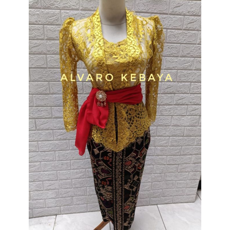 setelan kebaya gold cantik set kutubaru bali viral brokat renda brukat emas baju wisuda lamaran kond