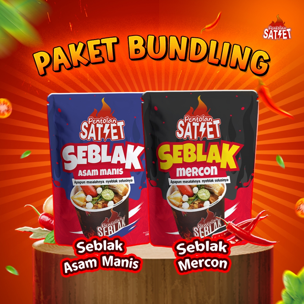 

Pentolan Satset Paket Bundling Seblak Asam Manis dan Mercon Lebih Hemat