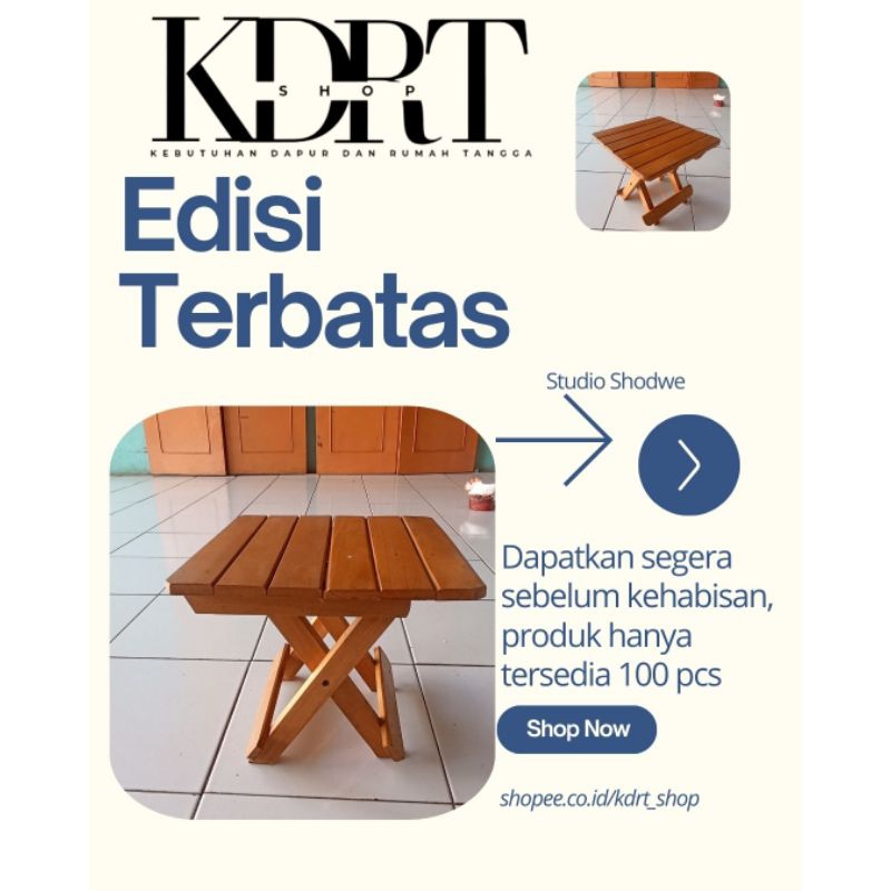 KDRT | Meja Lipat Mini Multifungsi / Kursi Lipat Meranti Jongkok / Meja Lipat Belajar Furniture Kayu
