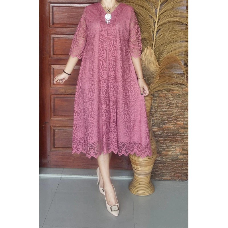 Dress Brokat renda/LONG DRES RENDA/DRESS BABYDOLL