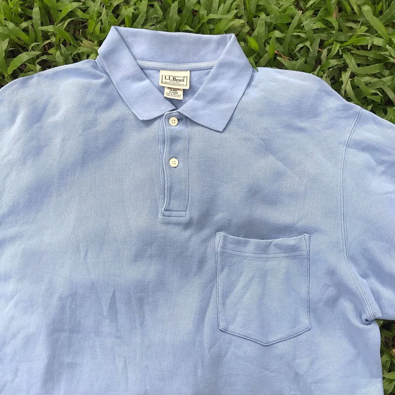 Vintage LL Bean Polo Shirt Blue Mono colorway