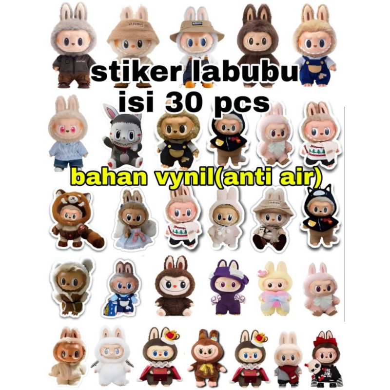 

STIKER LABUBU ISI 30 PCS BAHAN VYNIL(ANTI AIR) 1 LEMBAR UKURAN 23X30 DAN 30X45