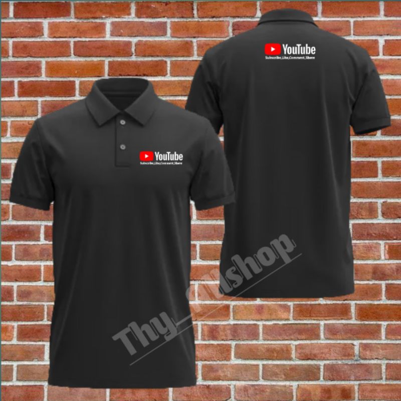 Polo Shirt Baju Kerah YOUTUBE LOGO KECIL CUSTOM Pria Wanita