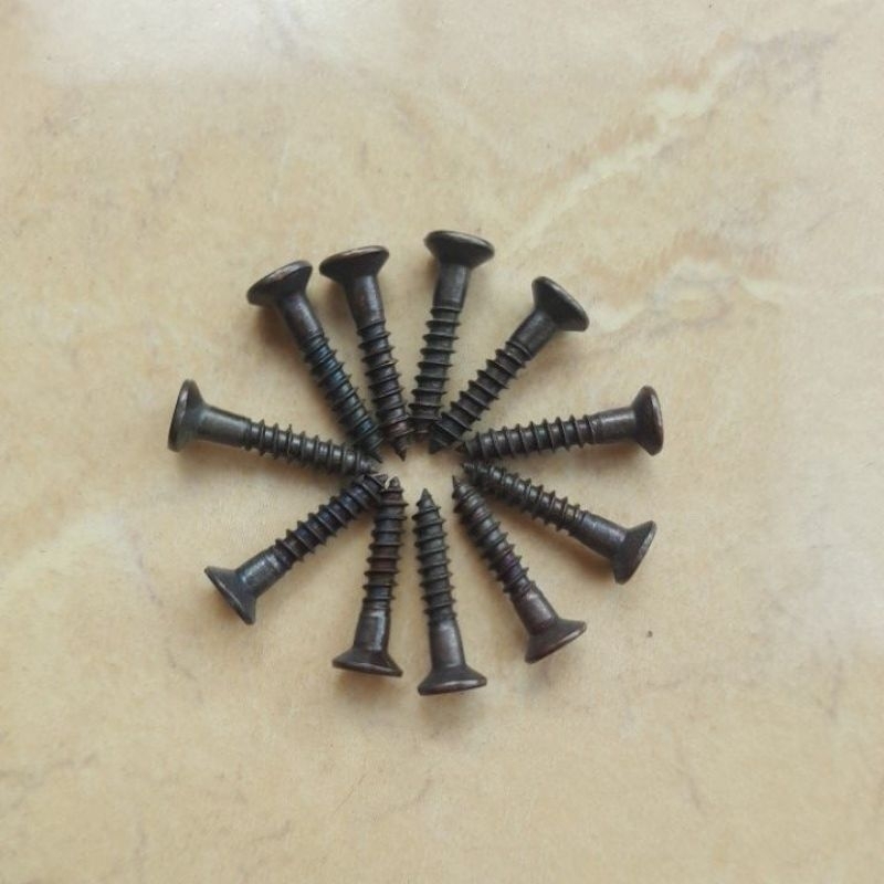 100 PCS SEKRUP KECIL F+AB#5×2,5×5/8(16MM),WARNA COKLAT,DIAMETER KEPALA 5MM,PANJANG ULIR 16MM