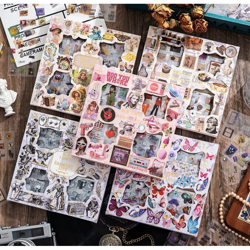 

96 Lembar Sticker Retro Aesthetic Flower Forest Stiker Vintage Waterproof PET Deco Jurnal DIY