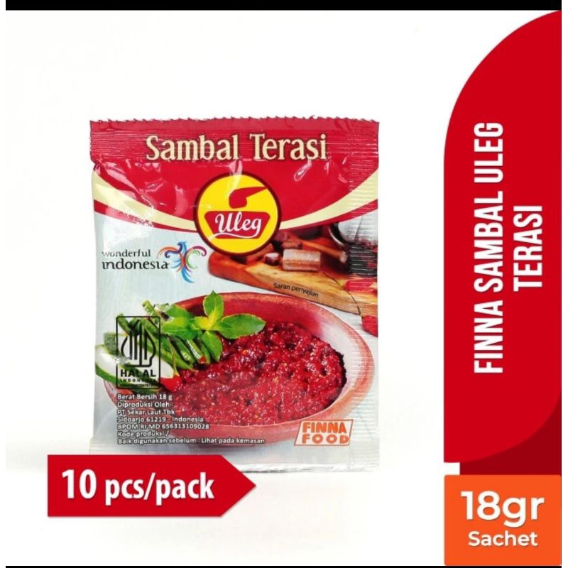 

10Pc FINNA Sambal Uleg Terasi Sachet 18gr