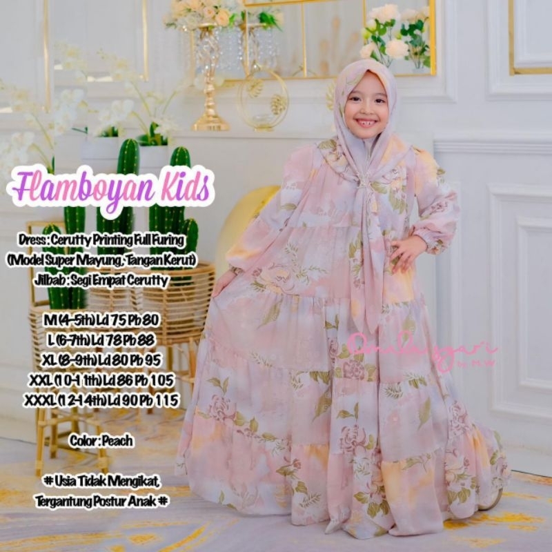Flamboyan kids set hijab original Alifa