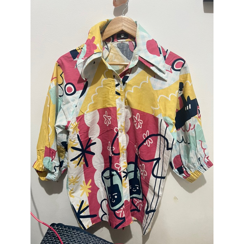PRELOVED COTTON TREE LASSIE TOP KEMEJA WANITA