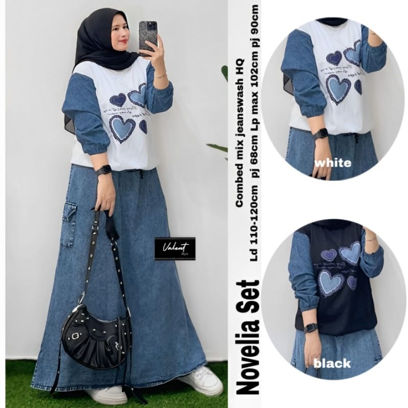 ORI VALENT - NOVELIA SET TERMURAH BISA COD // SETELAN WANITA BAWAHAN ROK UKURAN JUMBO