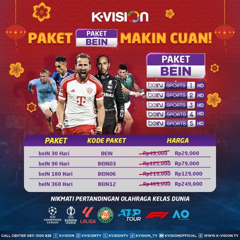 Voucher Paket Bein Sports KVision 30 Hari Paket BEIN K-Vision