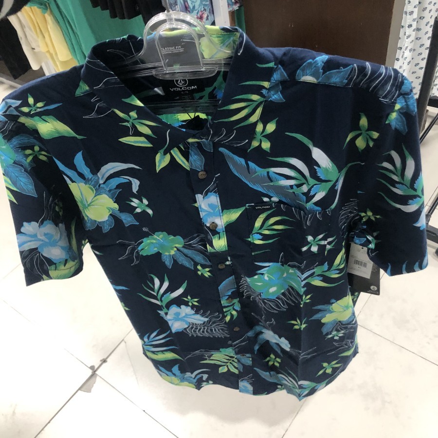 Kemeja pria volcom original sunriser floral short sleeve shirt nvy