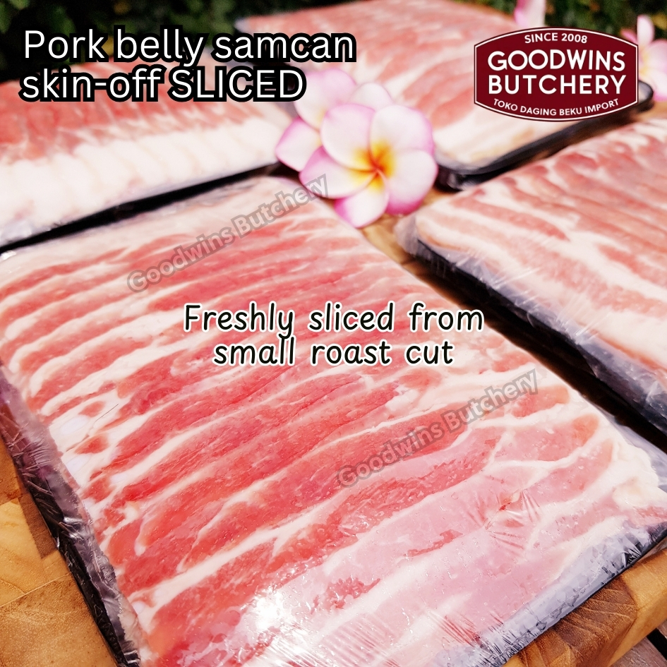 

Pork belly skin off import PORTIONED 1.5kg FRESHLY SLICED TO ORDER Spain Coren Denmark DanishCrown DanePork US Farmland Germany Goldschmaus perut samcan babi tanpa kulit beku frozen IRIS DADAKAN
