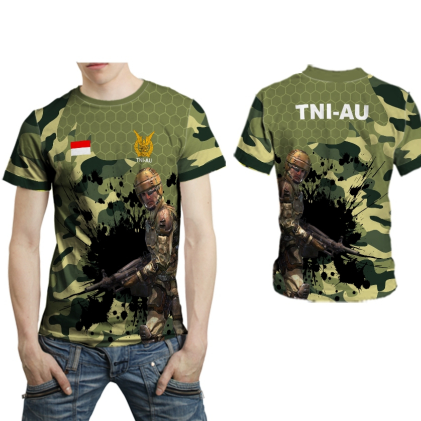 TNI AU Baju Dinas Kaos Jersey Dewasa Tangan Panjang Gratis Nama