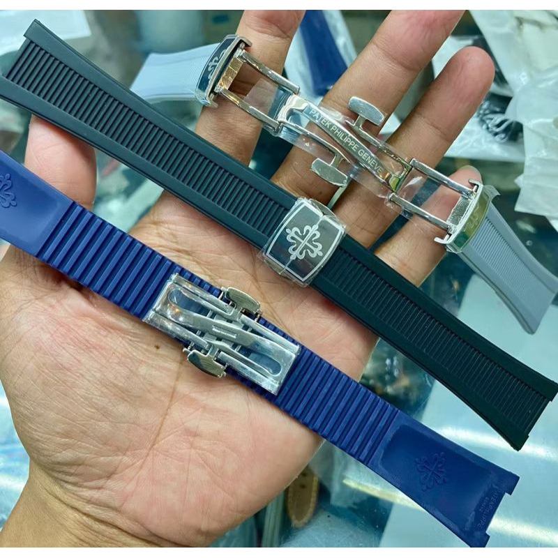 Strap Tali Jam Patek Philipe Nautilus Aquanut Rubber Tali+Buckle Anti Karat Kualitas Premium