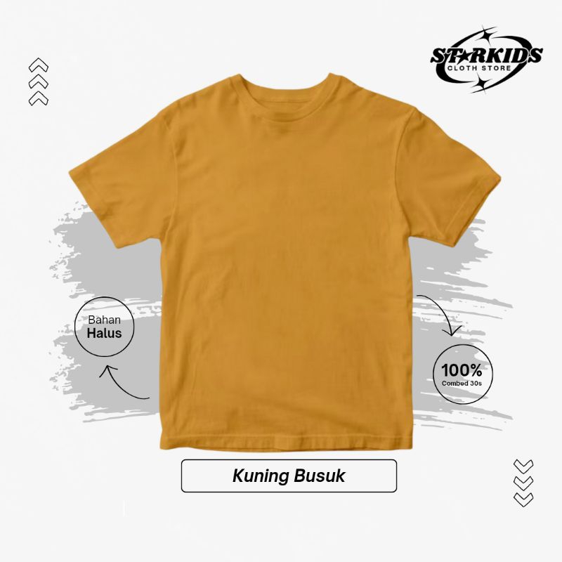 Kaos Anak Polos Kuning busuk/Mustard Starkids Premium