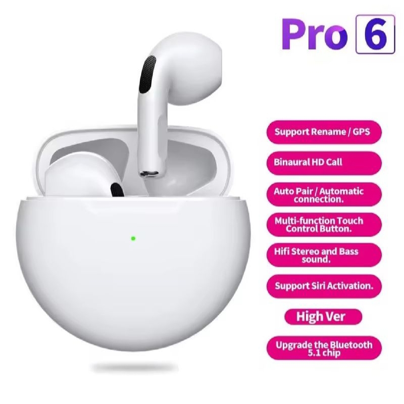 Headset Bluetooth TWS A6S M10 & Pro 6 Wireless