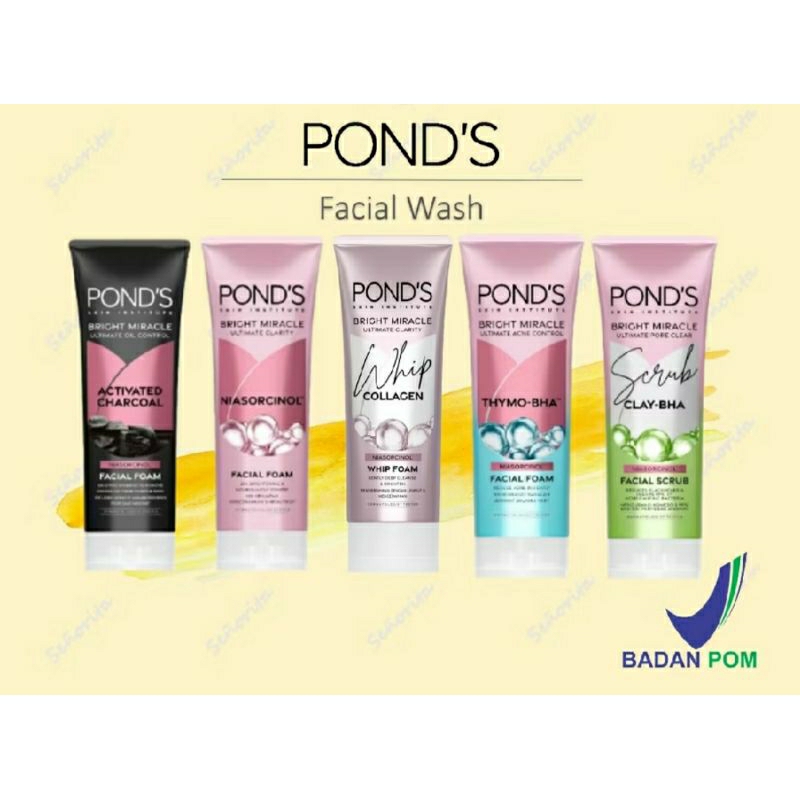 Ponds facial foam Scrub 100ml Pond sabun Muka Pond's wajah anti bacterial Pure White Bright Beauty o