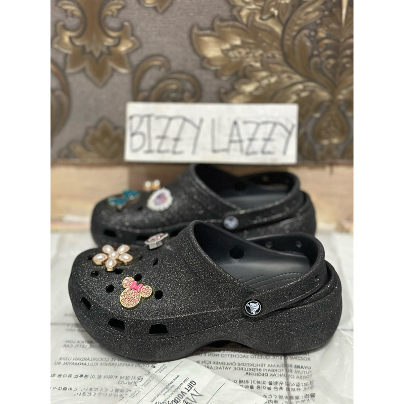 Crocs Classic Glitter Platform Clog Black Original