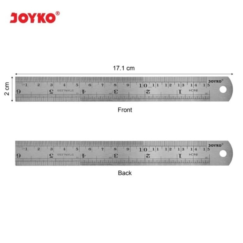 

Joyko Penggaris Besi Stainless Ruller 15cm 30cm