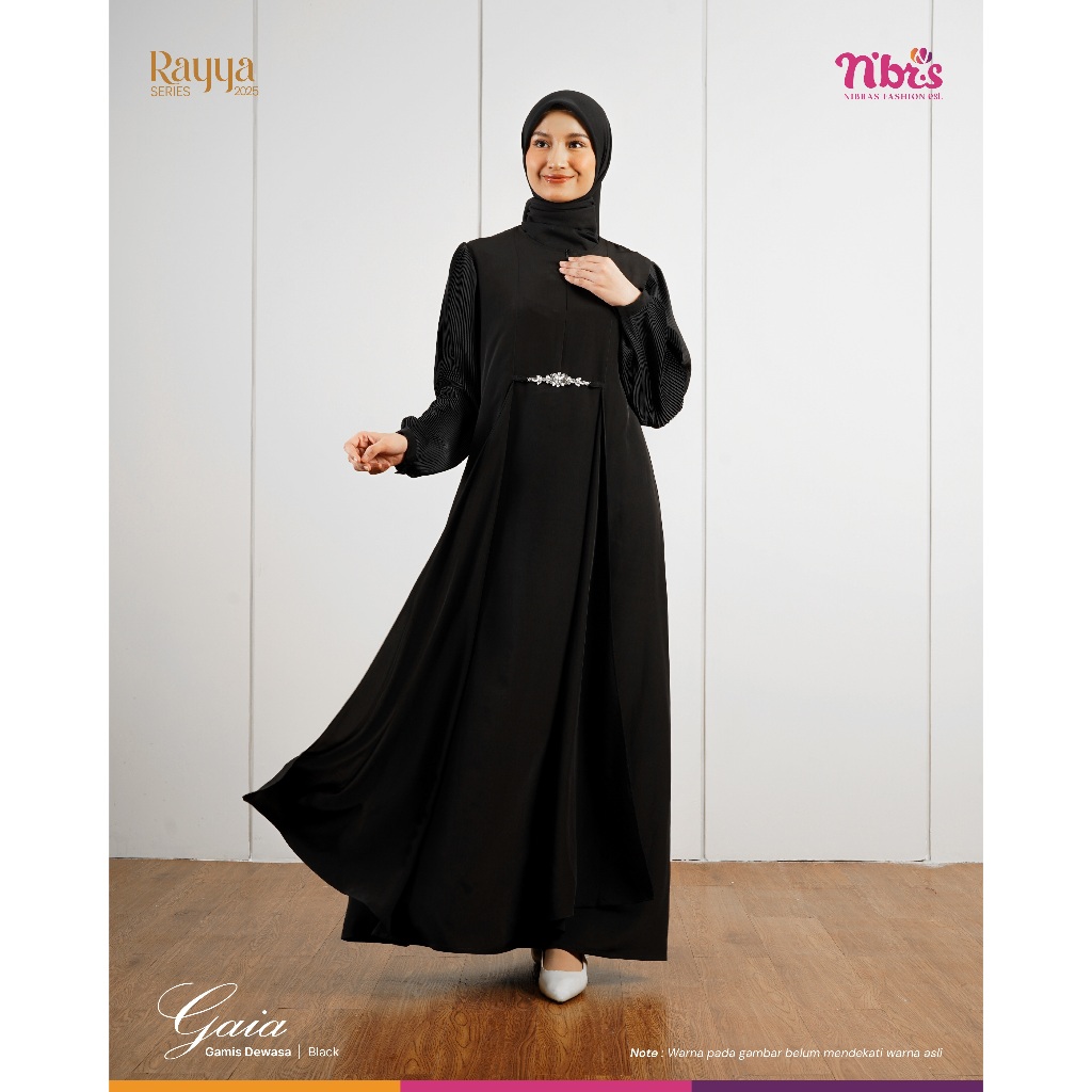 BAJU GAMIS GAIA - BLACK/BAJU GAMIS TERBARU 2025/BAJU GAMIS NIBRAS