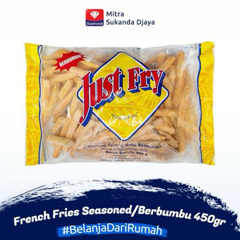 

JUST FRY French Fries Seasoned (Kentang Berbumbu) 900 Gram